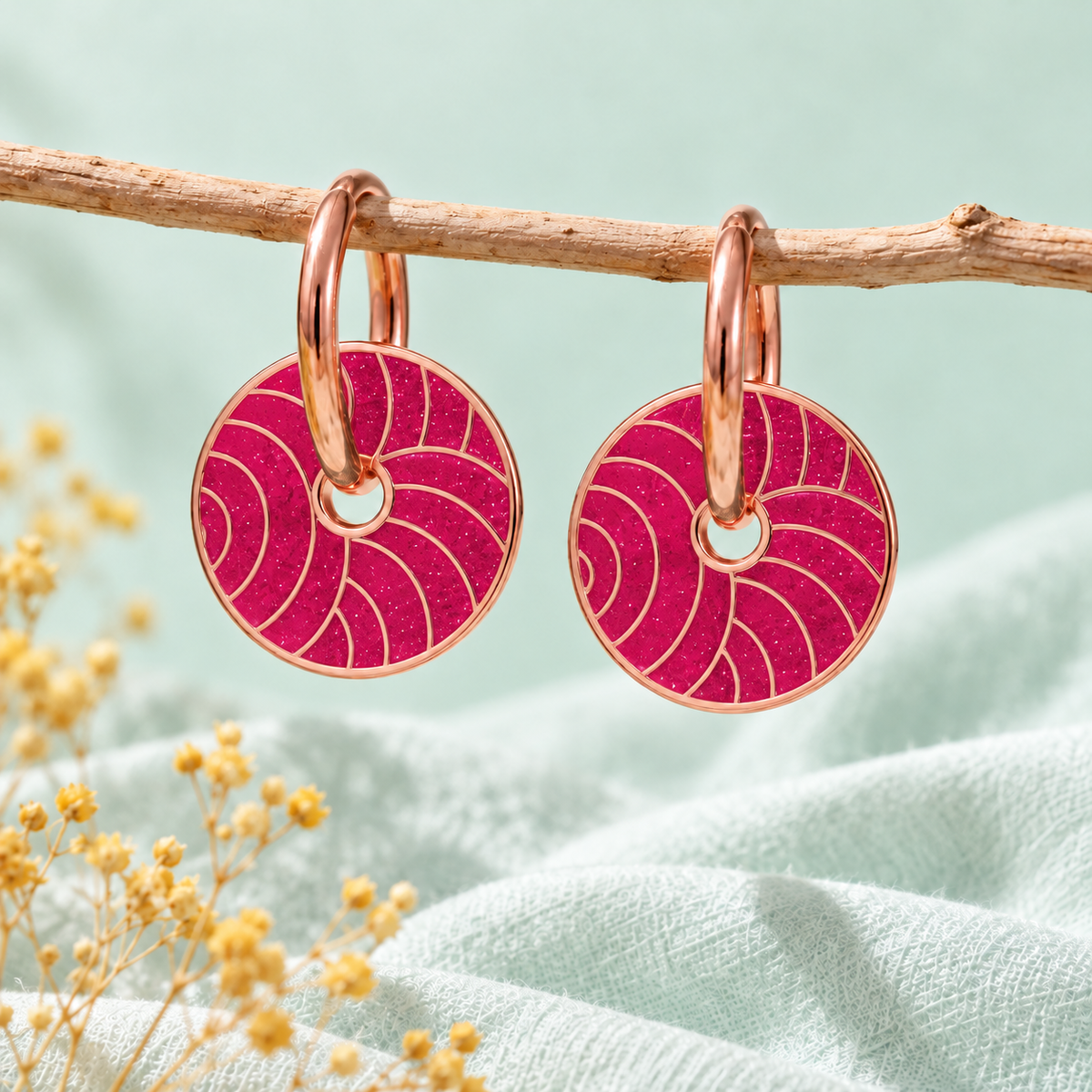 Boucles d’oreilles pelotes de laine – Créoles et breloques interchangeables