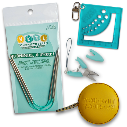 Kit découverte tricot de chaussettes – aiguilles hybrides, accessoires et outils essentiels