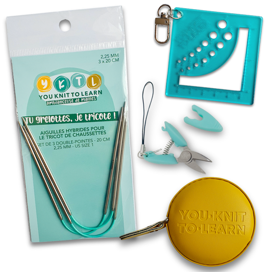Kit découverte tricot de chaussettes – aiguilles hybrides, accessoires et outils essentiels