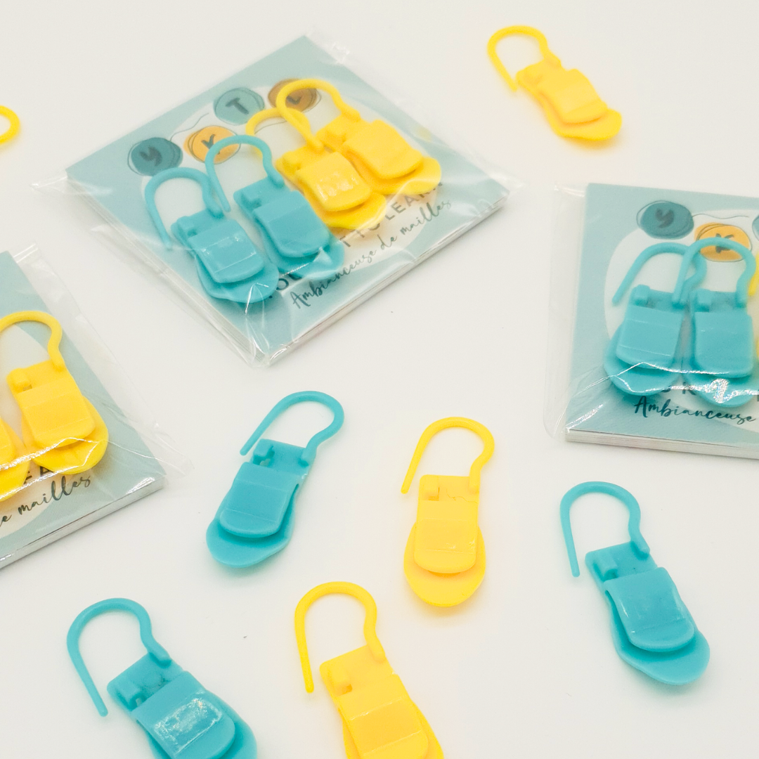 Lot de 4 marqueurs spéciaux encours + 8 cartes “Tricot en cours”