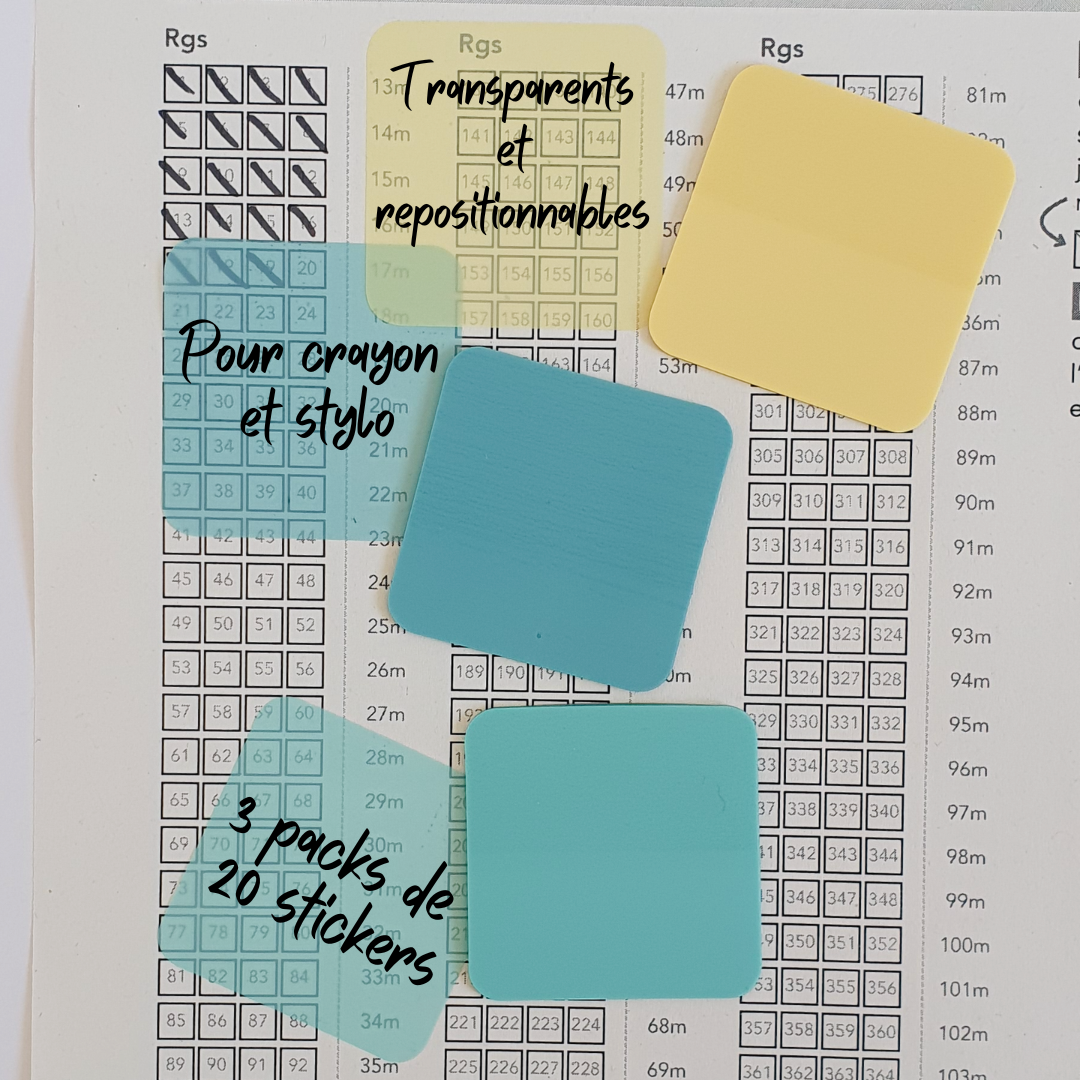 Lot de 60 notes transparentes repositionnables pour patrons de tricot