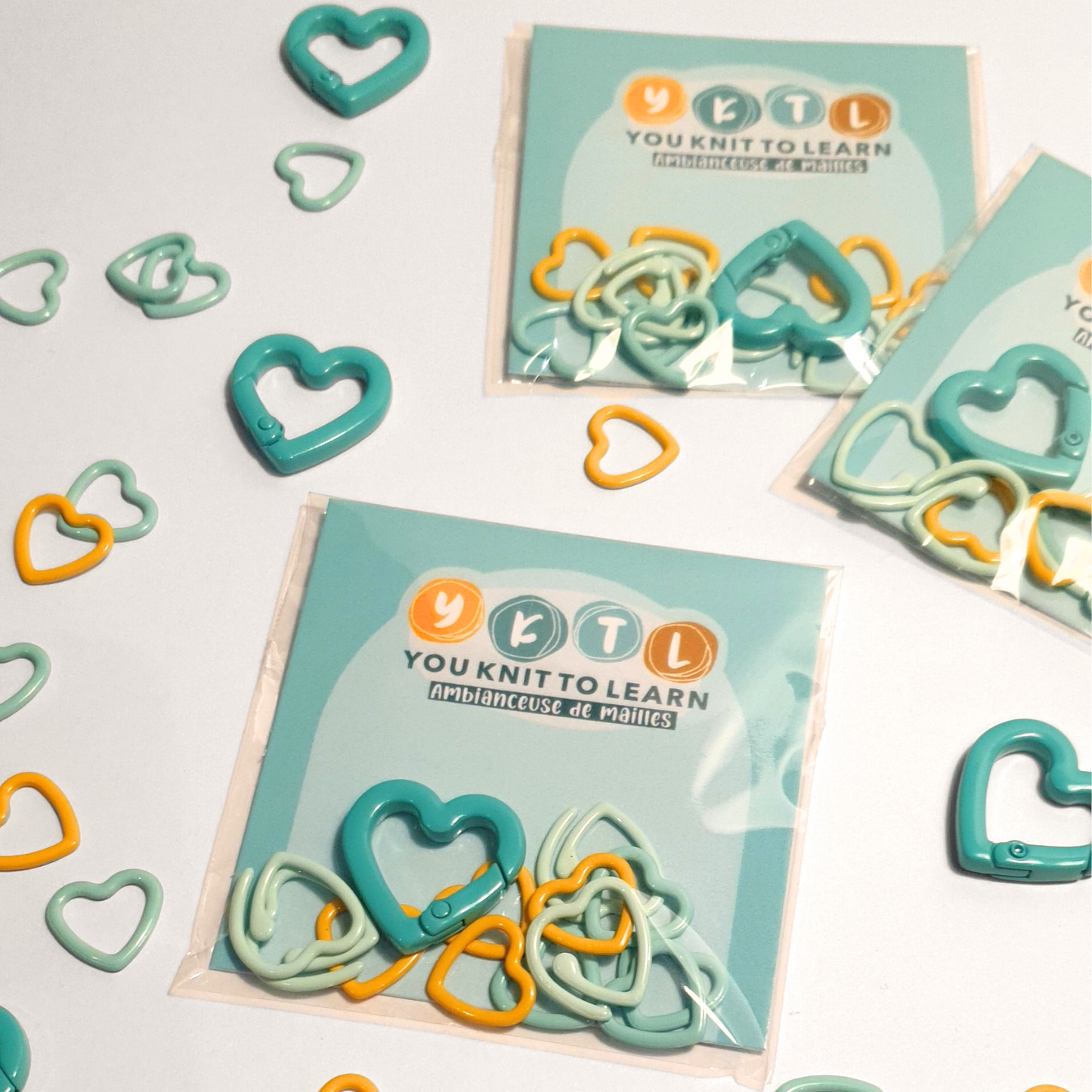 Lots de 12 marqueurs coeur avec mousqueton