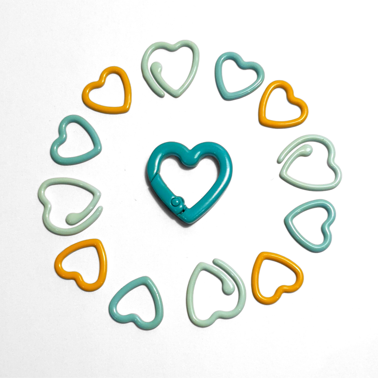 Lots de 12 marqueurs coeur avec mousqueton