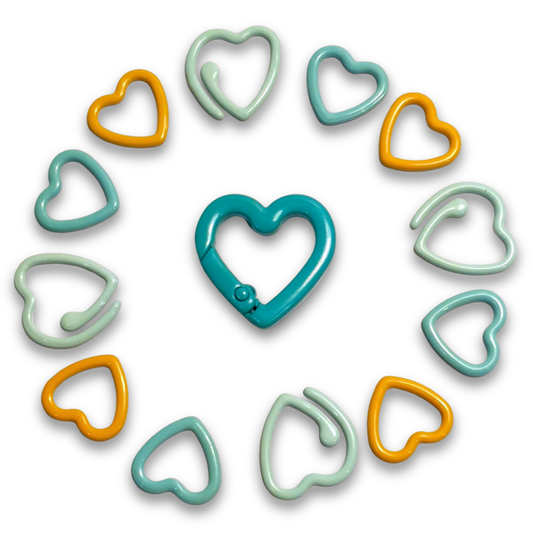 Lots de 12 marqueurs coeur avec mousqueton