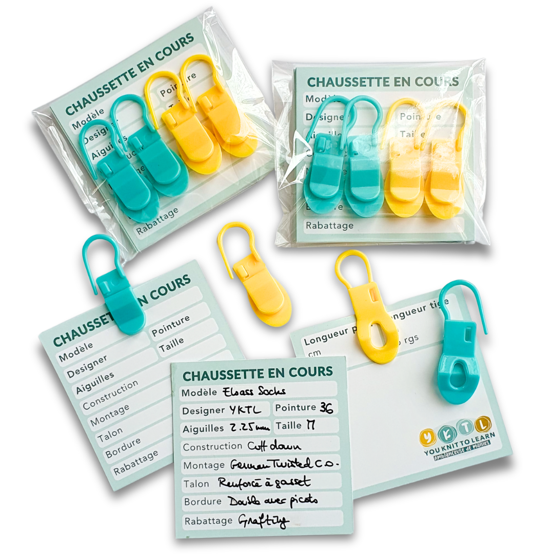 Lot de 4 marqueurs spéciaux encours + 8 cartes “Chaussettes en cours”