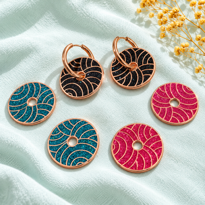 Boucles d’oreilles pelotes de laine – Créoles et breloques interchangeables