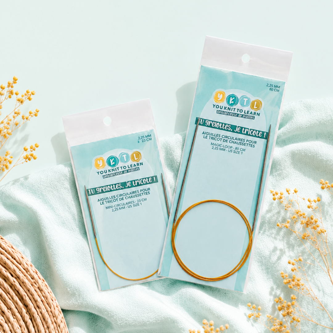 Combo d’aiguilles circulaires pour tricoter des chaussettes – mini-circulaires + longues