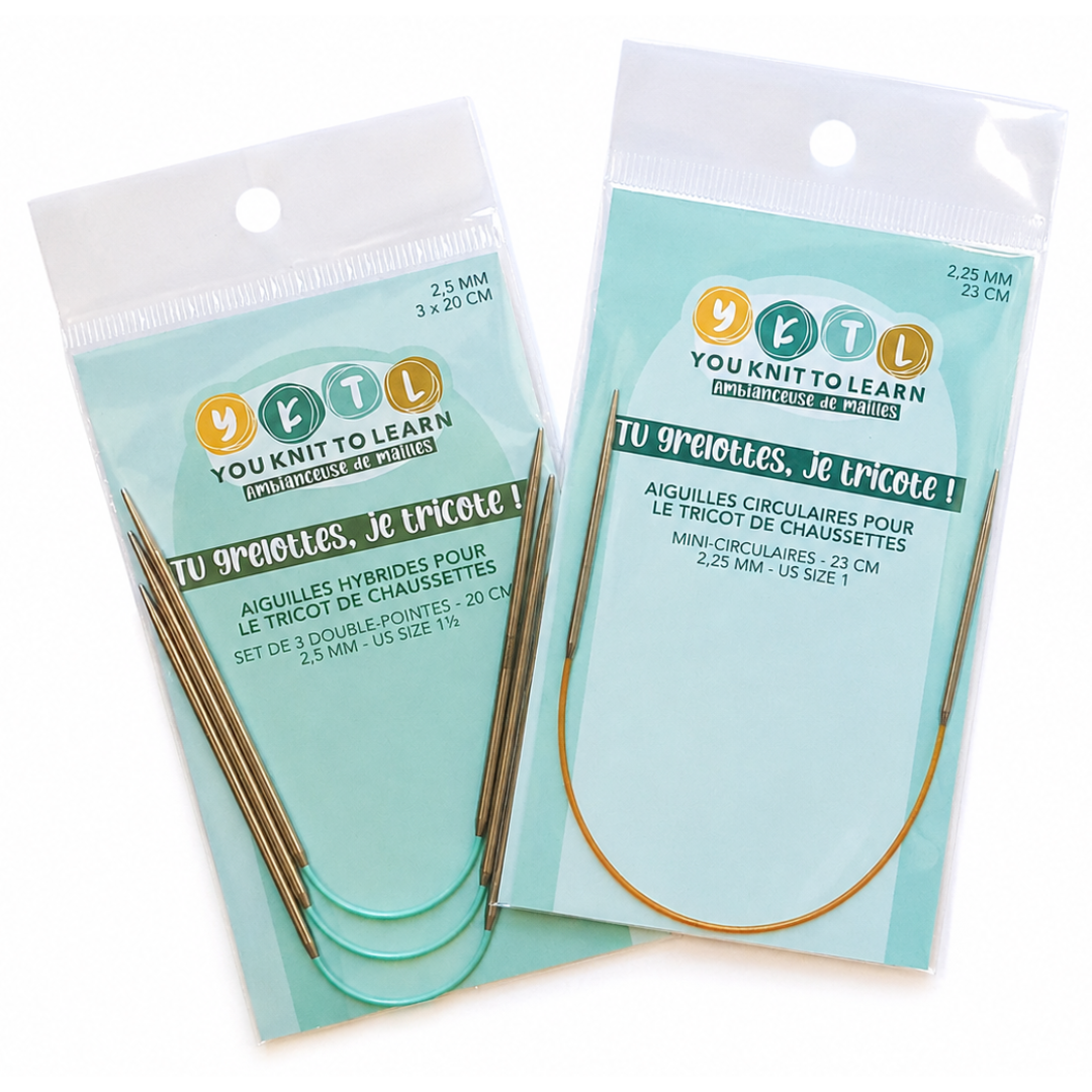 Combo d'aiguilles pour tricoter des chaussettes – mini-circulaires + double-pointes hybrides