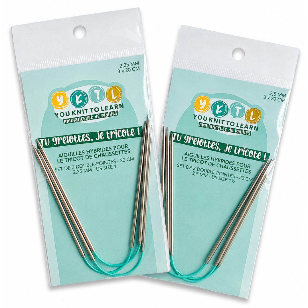 Duo d'aiguilles hybrides flexibles pour chaussettes - 2,25 et 2,5 mm