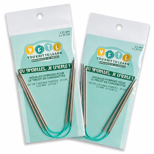 Duo d'aiguilles hybrides flexibles pour chaussettes - 2,25 et 2,5 mm