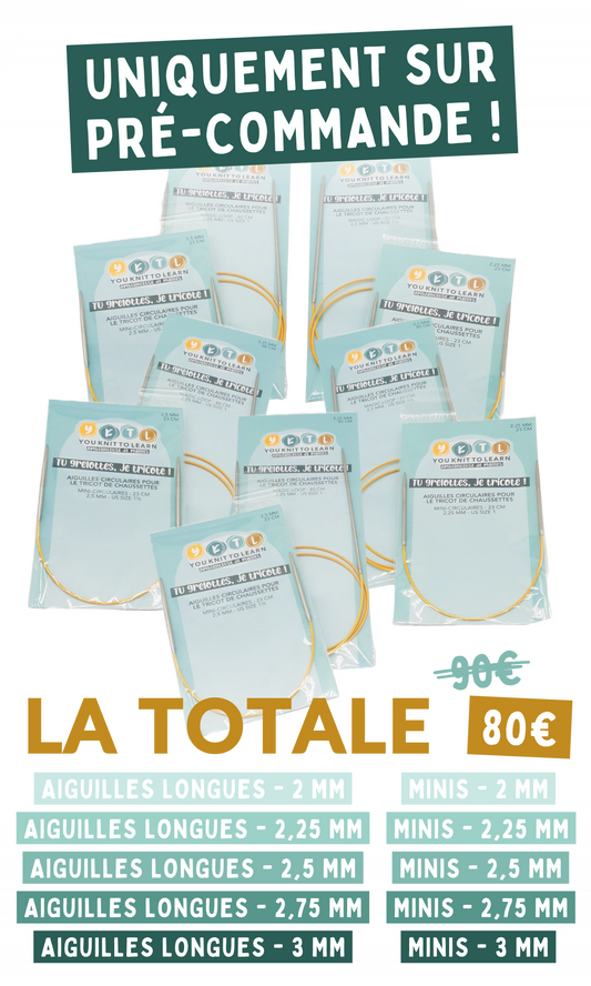 Pack 10 aiguilles (longues et minis, 5 diamètres)