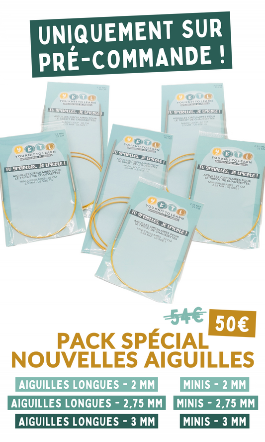 Pack nouvelles aiguilles – 6 aiguilles (80 / 23 cm – 2 mm, 2,75 mm et 3 mm)